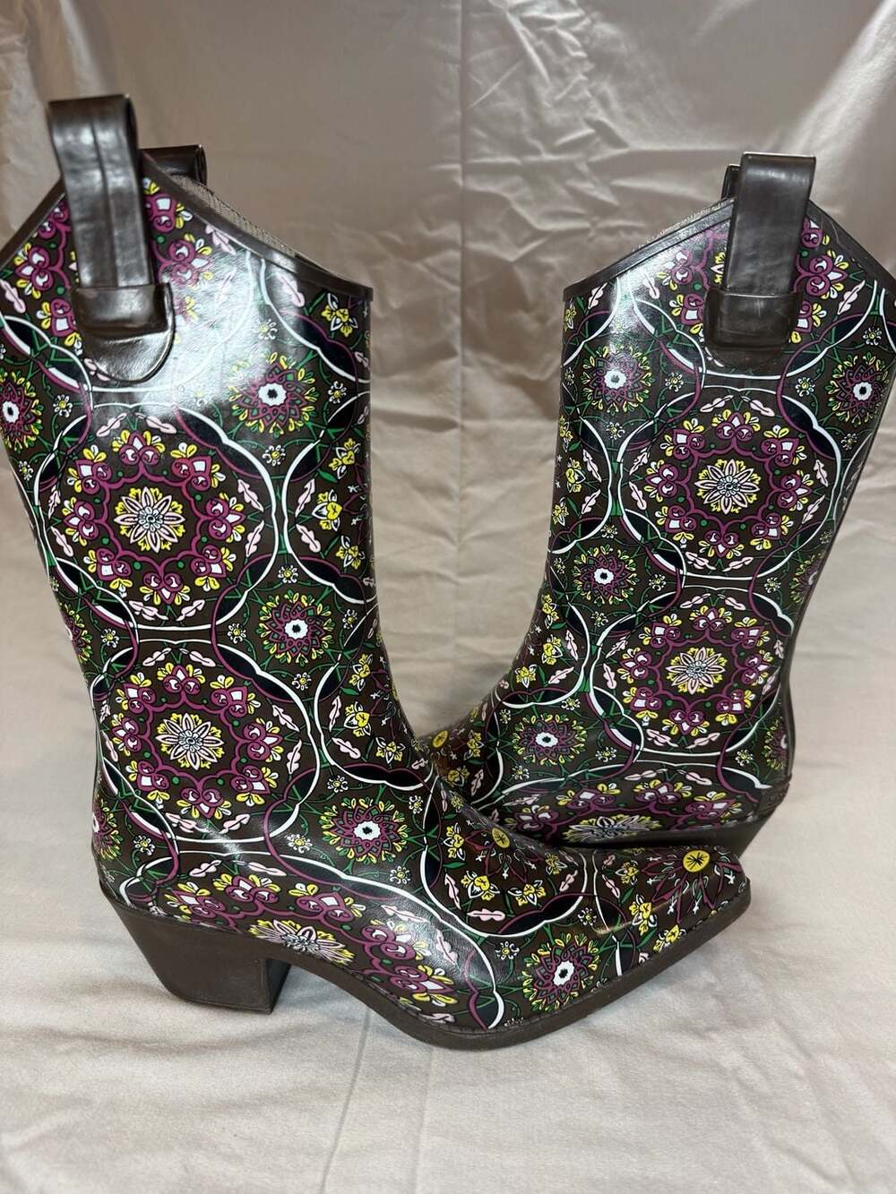 Corky's Women's Floral Print Rubber Western Rain Boots Size 9